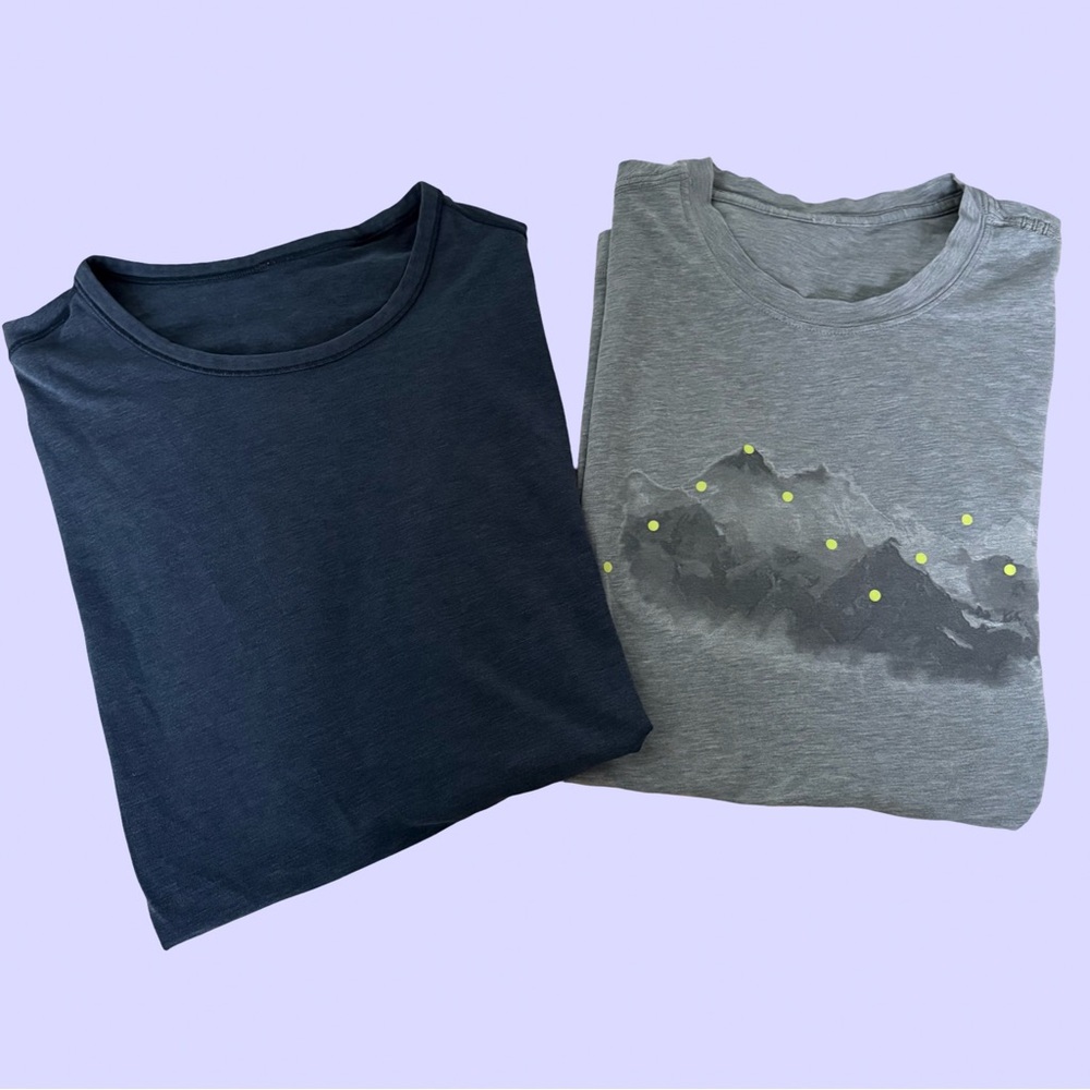 Lululemon Bundle 2 Short Sleeve Mountain Scene /Solid Tees T-Shirt